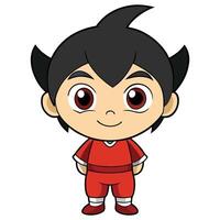 a cartoon boy in red and black white background clothes white background white background vector