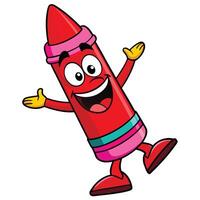 a cartoon red crayon character waving and smiling white background vector