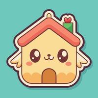 a cute house with a red nose and a red bow vector