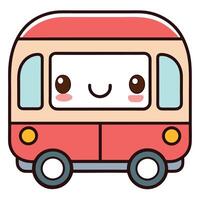 a cartoon bus with a smiley face on it white background vector