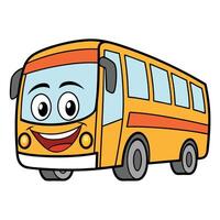 cartoon bus with smiling face on white background vector