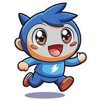 a cartoon character running with a lig,,htning bolt on his head vector