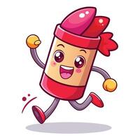 cartoon character of a red lipstick running illustration vector