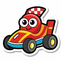 a cartoon red car with a checkered flag on it vector