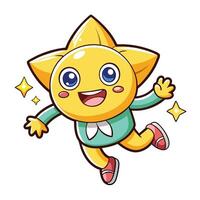 a cartoon star character running and jumping vector