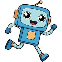 a cartoon robot running with its arms outstretched vector