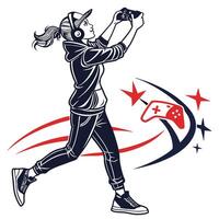 a girl playing games with a controller vector