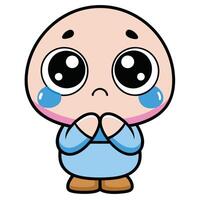 a cartoon baby crying with a sad face white background white background vector