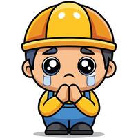 a cartoon construction white background worker crying vector
