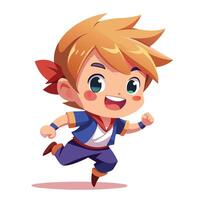 cartoon boy running with a smile on his face vector
