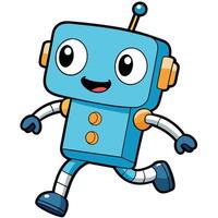 a cartoon robot running with its arms outstretched white background vector