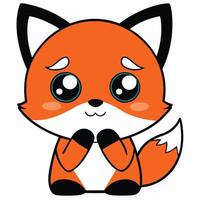 cute fox with big eyes and a big nose vector