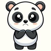 a cartoon panda bear with big eyes and a sad expression on a white background vector