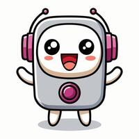 a robot with headphones on its head vector