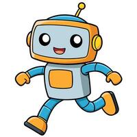 cartoon robot running illustration white background white background vector