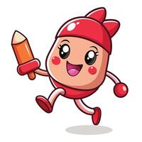 a cartoon character running with a pencil vector