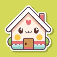 a cute house sticker with a heart on it white background vector