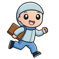 boy running with a briefcase white background vector