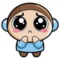a cartoon monkey with big eyes and a sad expression vector
