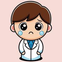 a cartoon doctor with a sad face white background white background vector