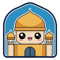 a cartoon character with a mosque in the background vector