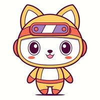 a cartoon cat wearing a helmet and a helmet vector