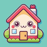 a cute house with a big smile on it white background vector