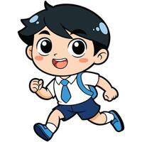 a cartoon boy running with a blue tie vector