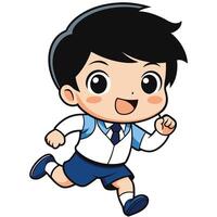 a cartoon boy running in school uniform vector