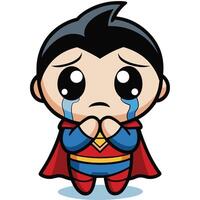 superman crying character on a white background vector