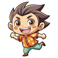 a cartoon character running with his arms outstretched on a white background vector