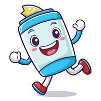 a cartoon can of soda running with arms outstretched vector