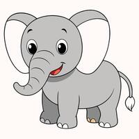 cartoon elephant with big ears and a white face vector