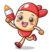 cartoon character running with a paintbrush vector