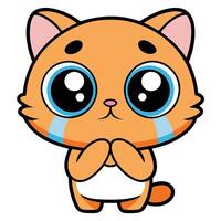 a cartoon cat with big eyes and a sad expression vector