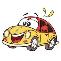 car with smiling face white background vector