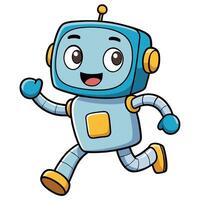 robot running and smiling white background vector