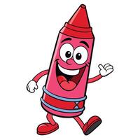 a cartoon crayon character running and waving vector