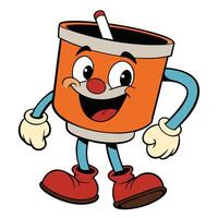 a cartoon character holding a bucket with a straw on a white background vector