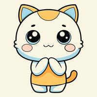 a cartoon cat with big eyes and a bow vector
