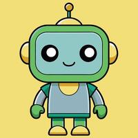cartoon robot on yellow background vector