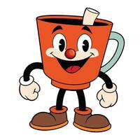 a cartoon character holding a cup with a handle vector
