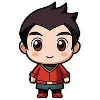a cartoon boy in white background red and black clothes white background white background vector