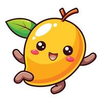 a cartoon mango character with a smile on its face vector