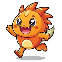a cartoon orange monster running with its mouth open vector