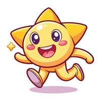 a cartoon star white background running with a smile on its face vector