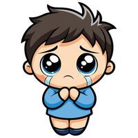 cute cartoon boy crying illustration vector