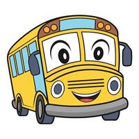 a cartoon school bus with smiling eyes and a smile vector