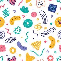 a colorful pattern with various objects and shapes white background vector