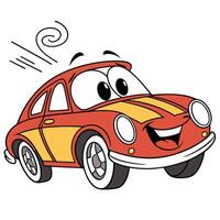 cartoon car with smiling face white background vector